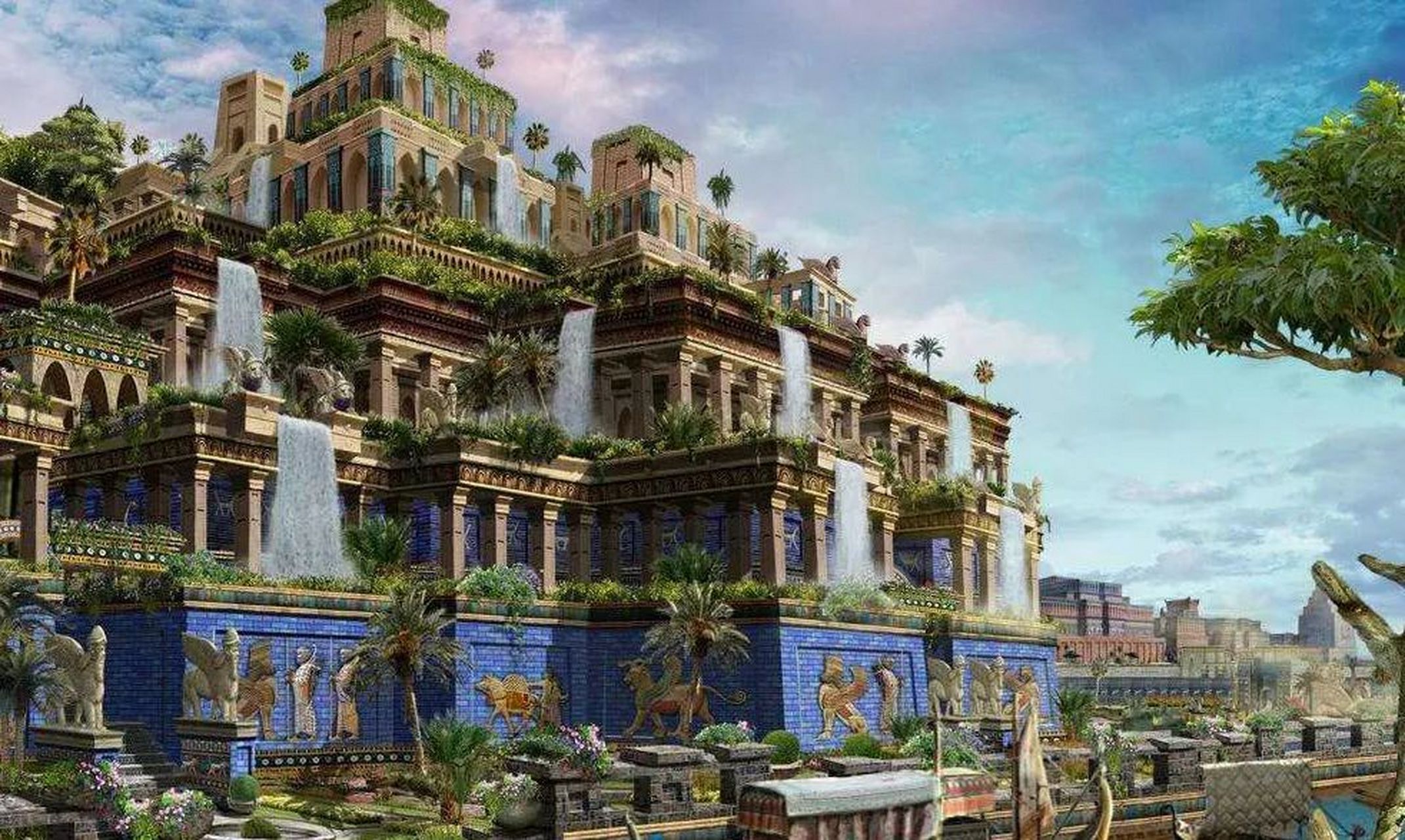 古巴比伦空中花园,别名悬园,建于公元前六世纪.