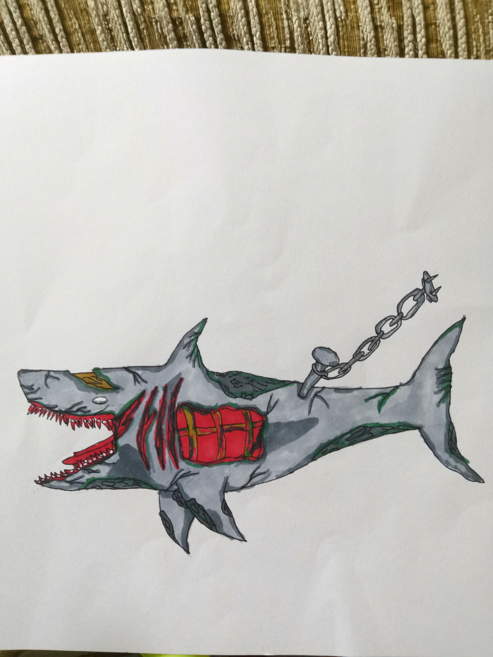自己画的僵尸鲨,不喜勿喷[嘻嘻]