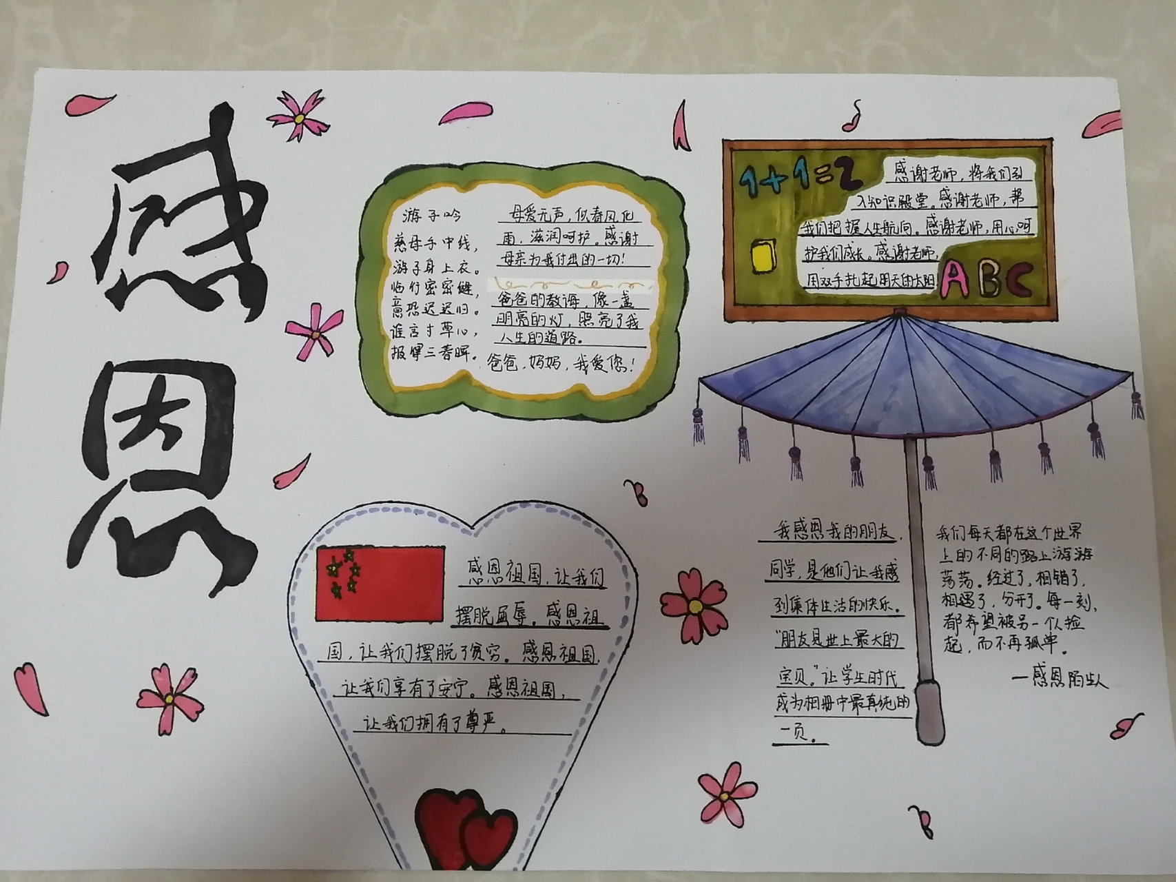 感恩主题手抄报