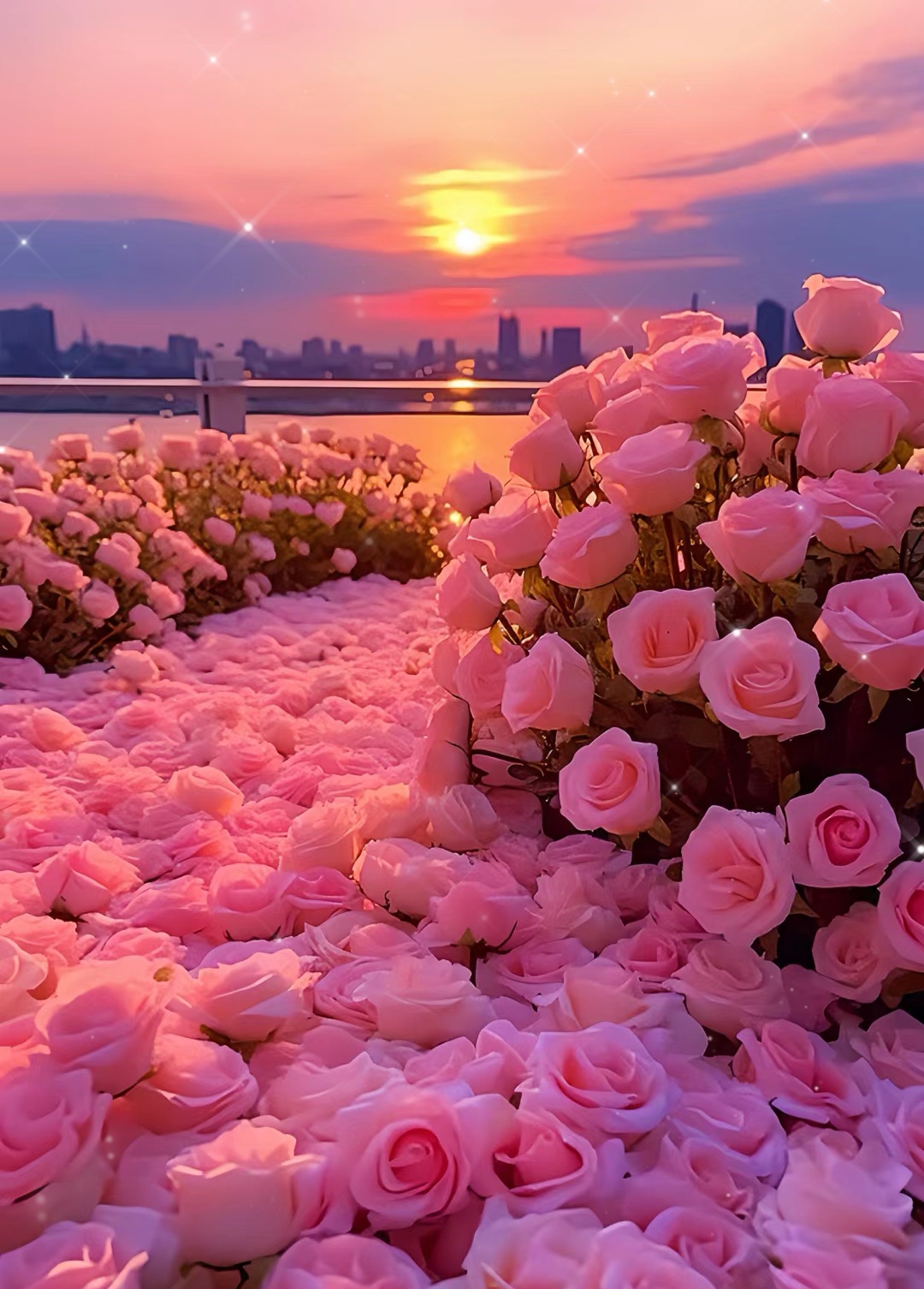 在这张玫瑰花田中,我仿佛置身于童话世界