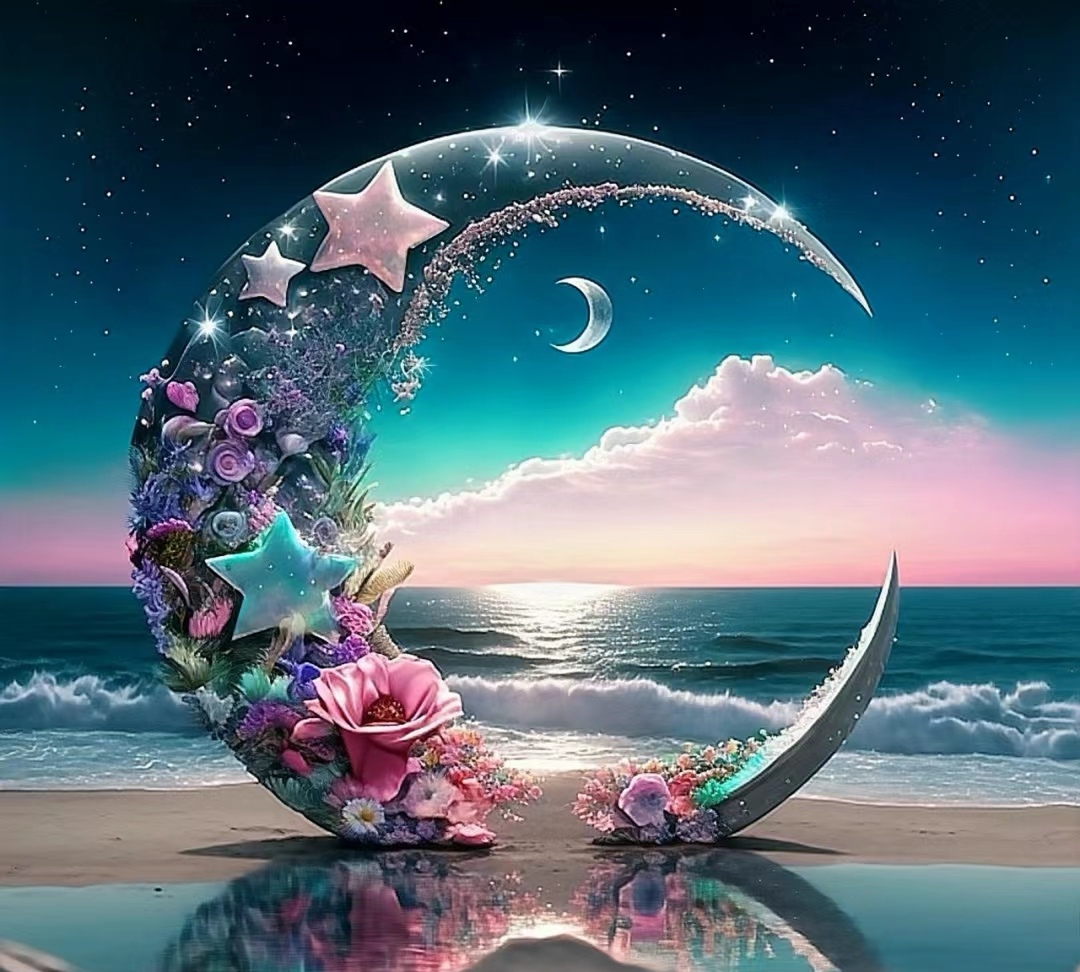 每一处细节都散发着迷人的魅力,月光如水,星星点点,鲜花盛开,构成