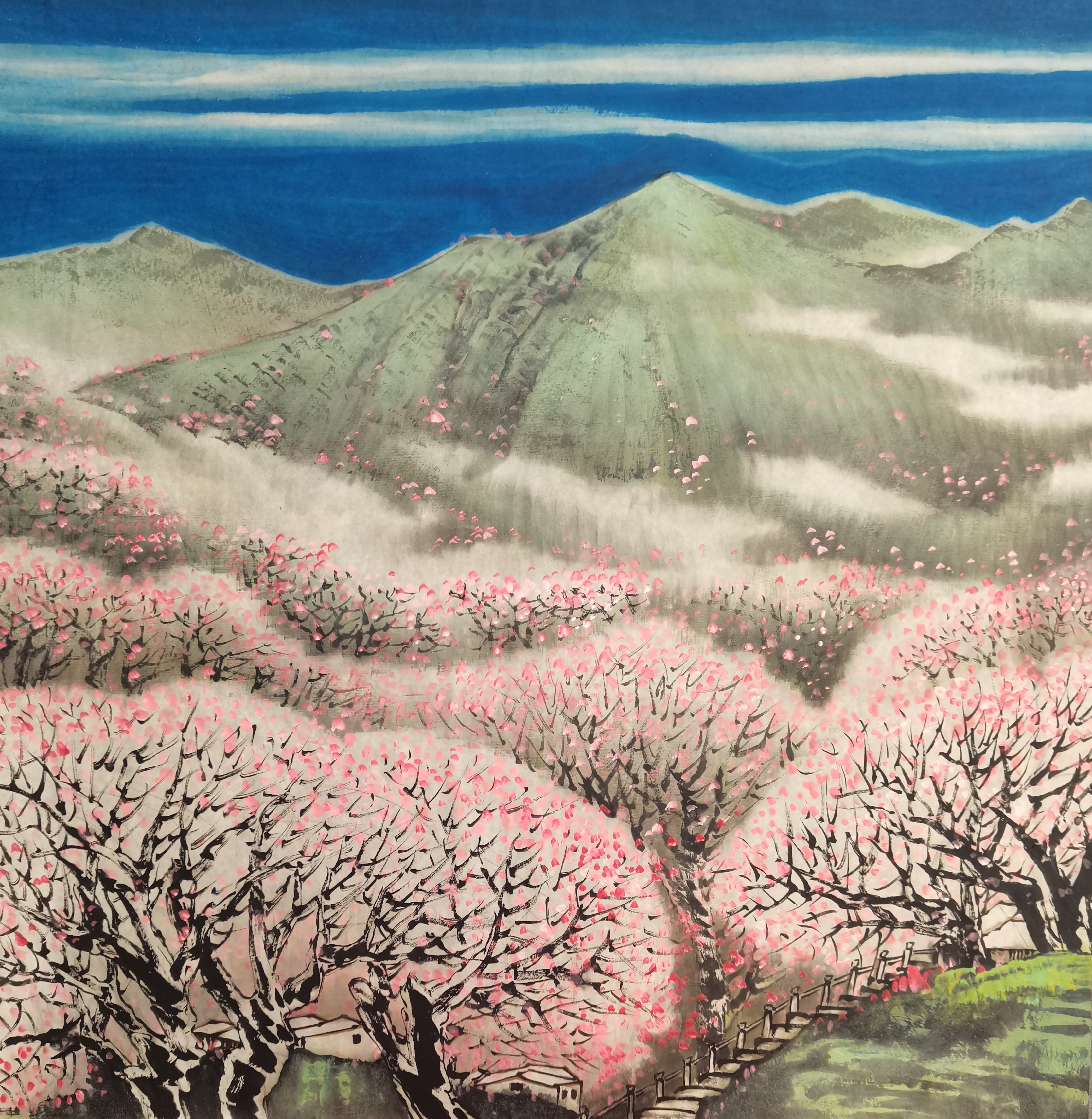 宋斌作品《在那桃花盛开的地方》,80cm*80cm,80cm