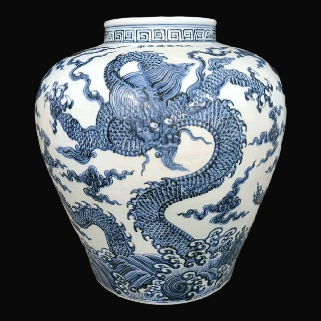 明代 宣德青花海水立龙纹罐 边正明—中国民间艺术品收藏评估委员