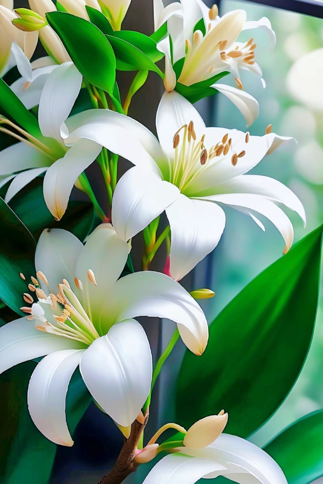 纯白百合,清新脱俗    偶然发现这几朵盛开的白色百合,清新脱俗,腿珑