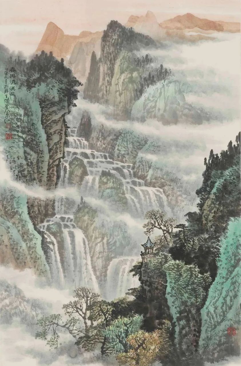 津门网# 姚叶红山水作品 苍劲而饱满的笔墨,他的山水画作品"初看寥怂