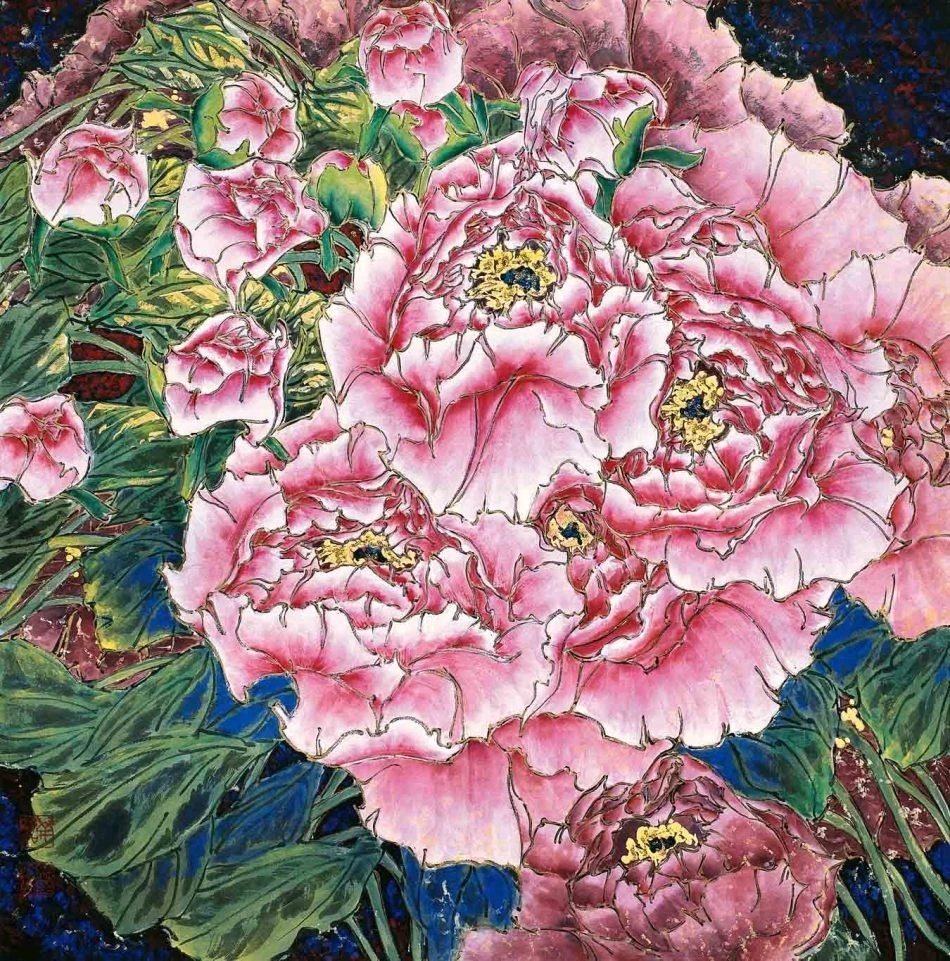 津门网# 他画的牡丹在承继传统技法的基础上又有创新,其笔下的牡丹