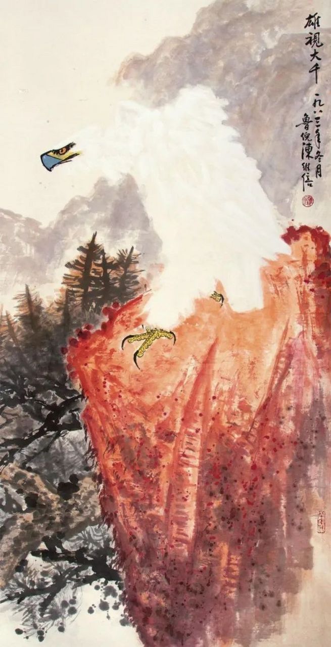 津门网# 陈维信的山水画粗笔重墨,浑厚华滋,气势十足!