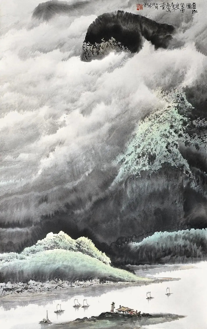 津门网# 庞泰嵩的山水画,不仅仙气十足,灵气盎然,同时体现着人与兹换