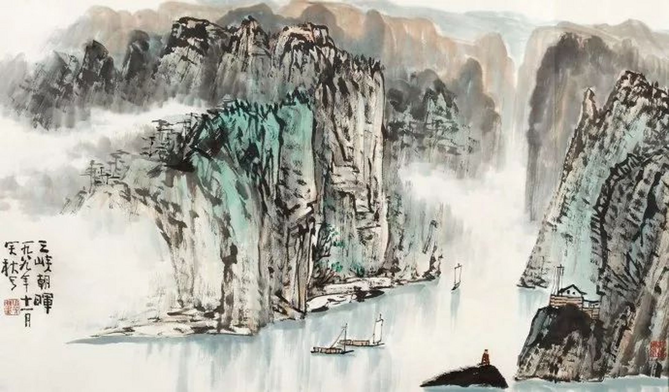 津门网# 邱笑秋的山水画设色绝妙,连李可染看了都夸:"这山水画用色太