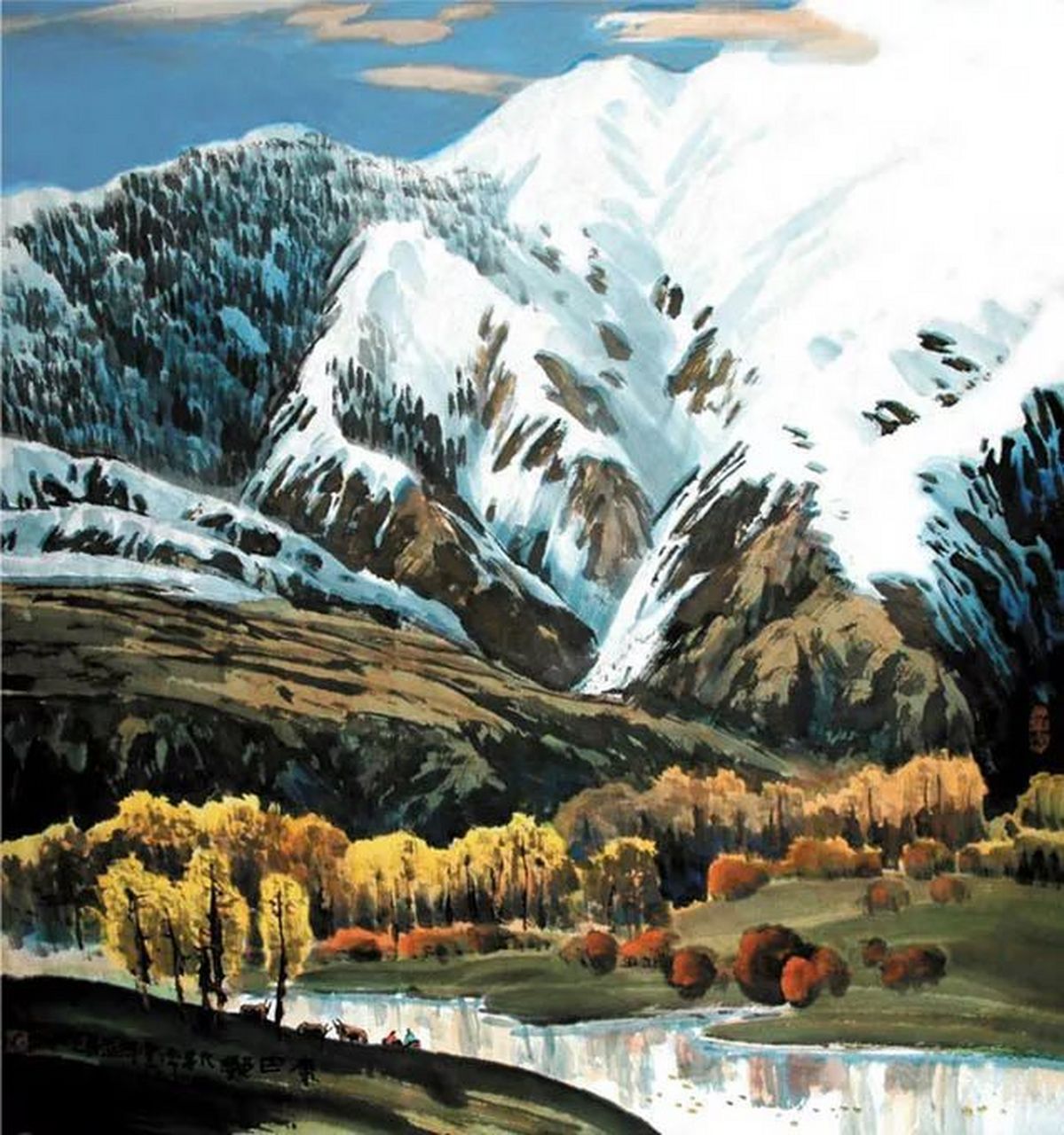 津门网# 邱笑秋的山水画设色绝妙,连李可染看了都夸:"这山水画用色太