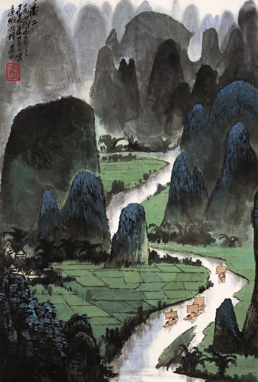 津门网# 张步的山水画赋有浓郁的浪漫色彩,处处充满诗意,他在沉厚的