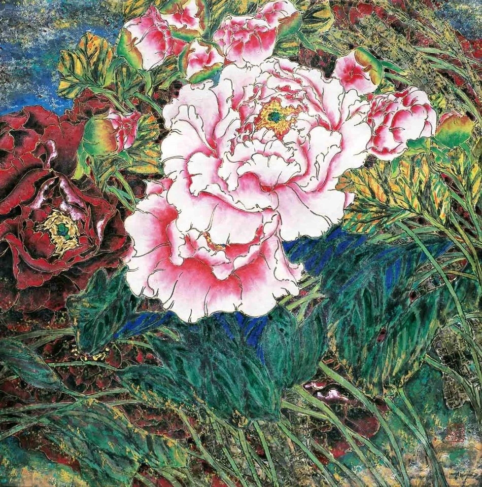 津门网# 他画的牡丹在承继传统技法的基础上又有创新,其笔下的牡丹