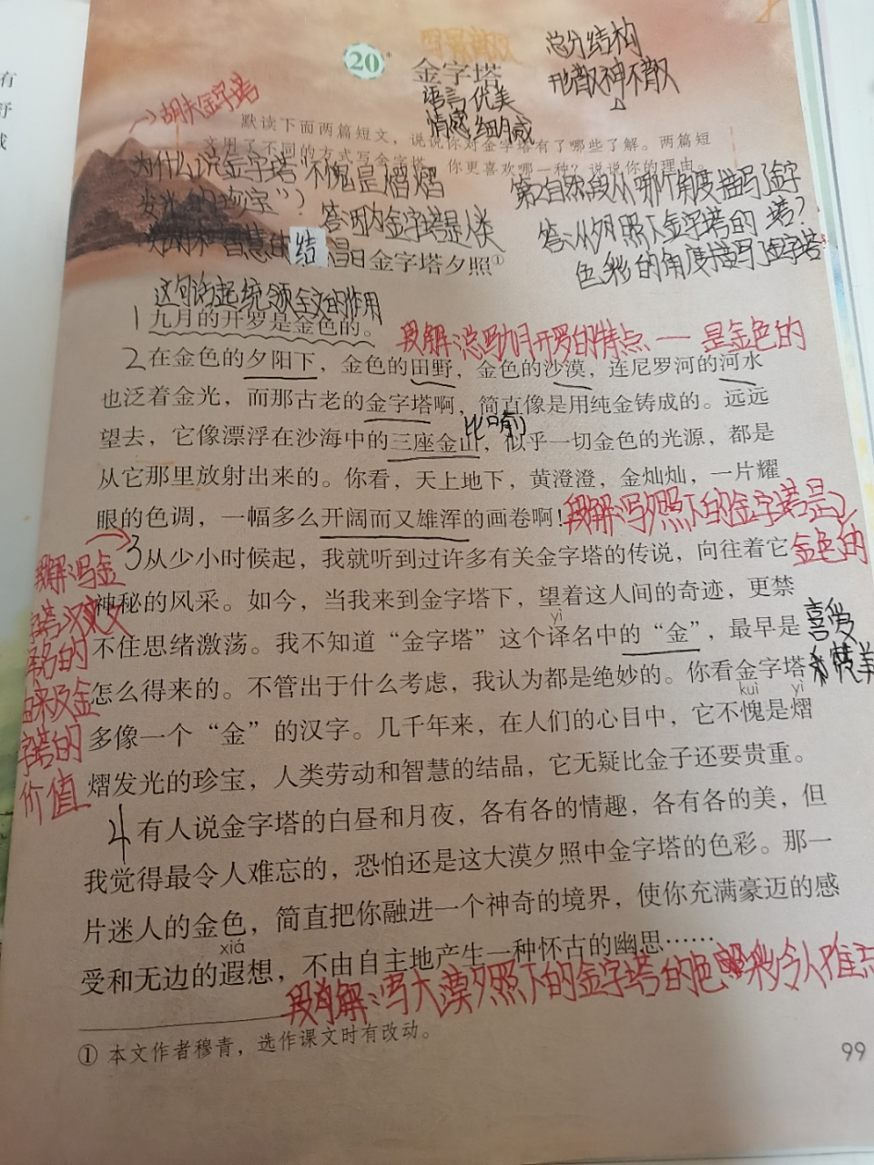 五年级下册语文书课文20课金字塔