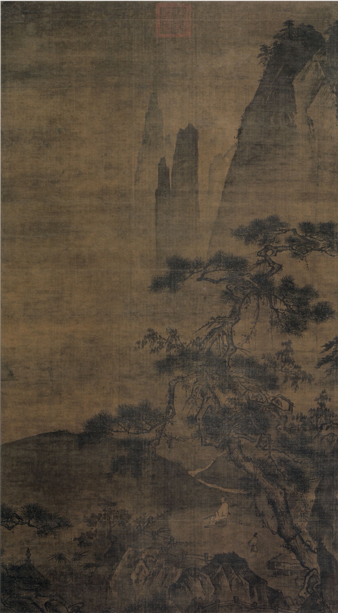 《松下抚琴图》 南宋 佚名 立轴		绢本		水墨		163.5x90