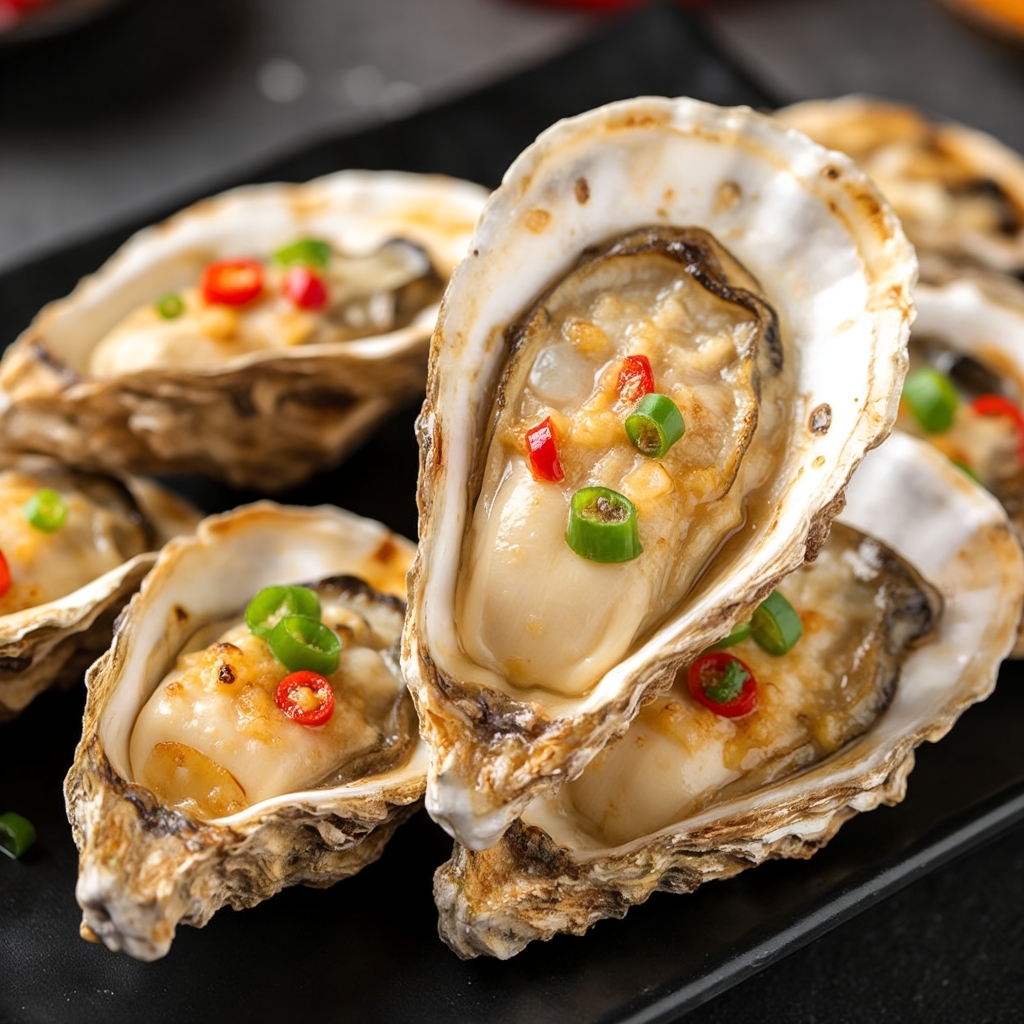 夏夜的风还带着白天的余温,炭火上的生蚝滋滋作响,蒜蓉和辣椒的香气