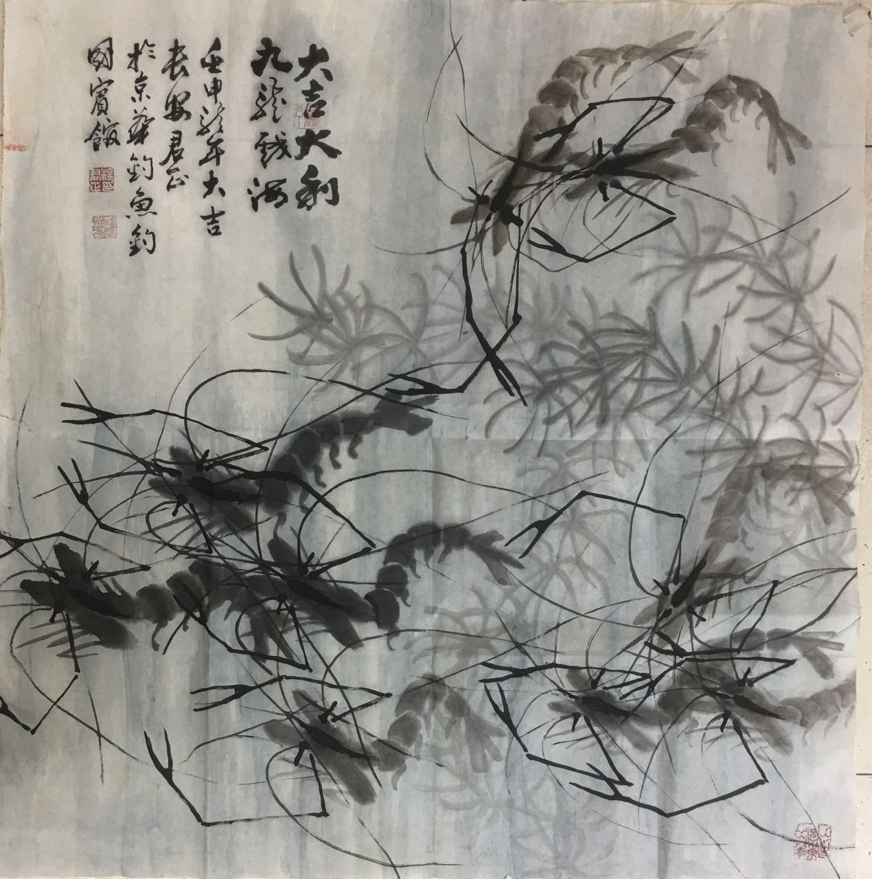 我收藏的国画家杨君正老师的两幅画作,第一幅乃老先生醉后所画,虽题字