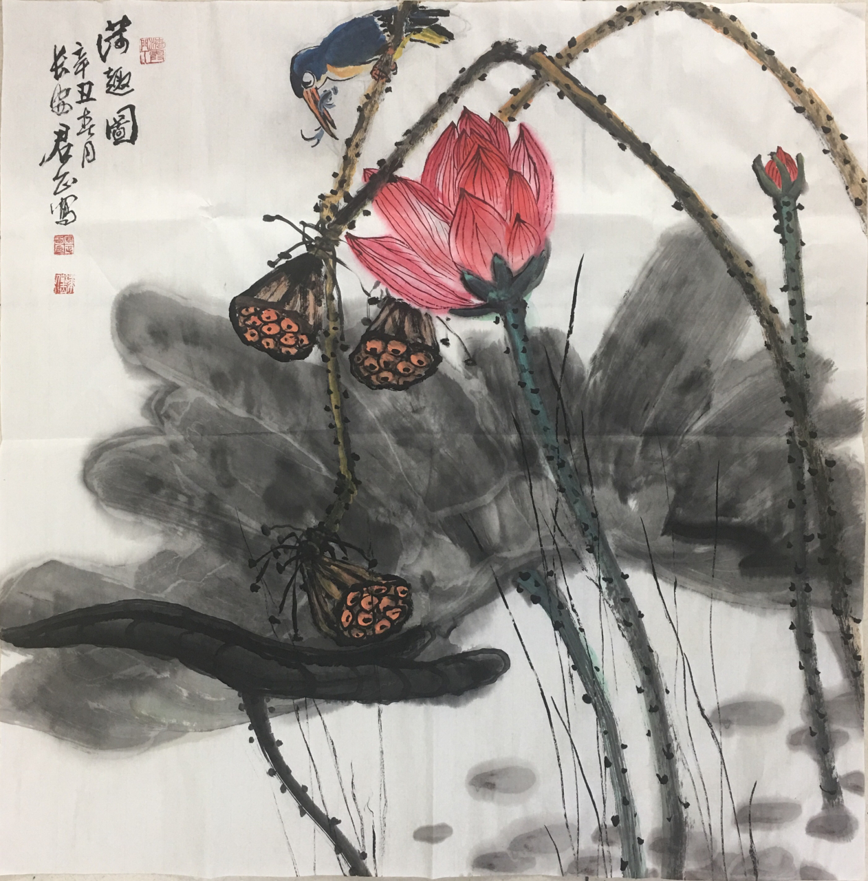 杨君正先生画荷 杨君正:1942年出生,陕西华阴人出生在三代祖传壁画之