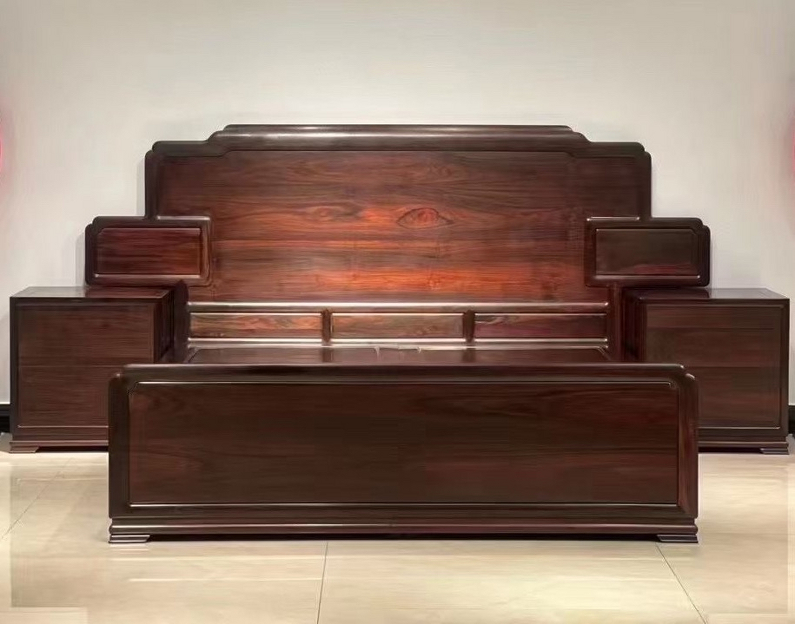 交趾黄檀〈大红酸枝) 明式高低床,尺寸:200/180,#大红酸枝# #红木家具