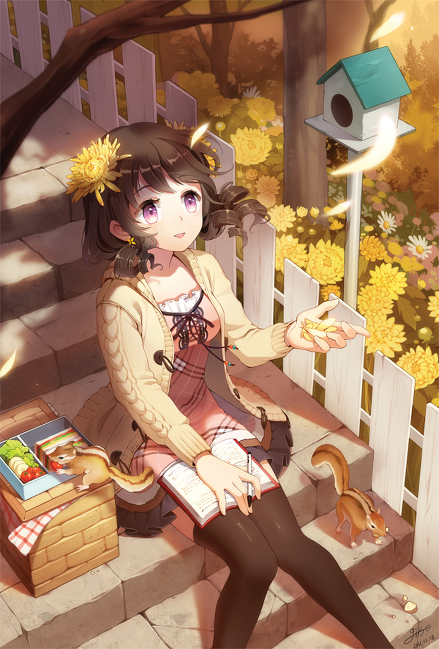 菊花与女孩 #二次元美图# #插画#  画师:  gilse [ぎるせ]