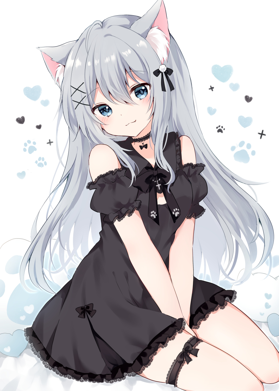 优雅黑色连衣裙#可爱二次元女孩