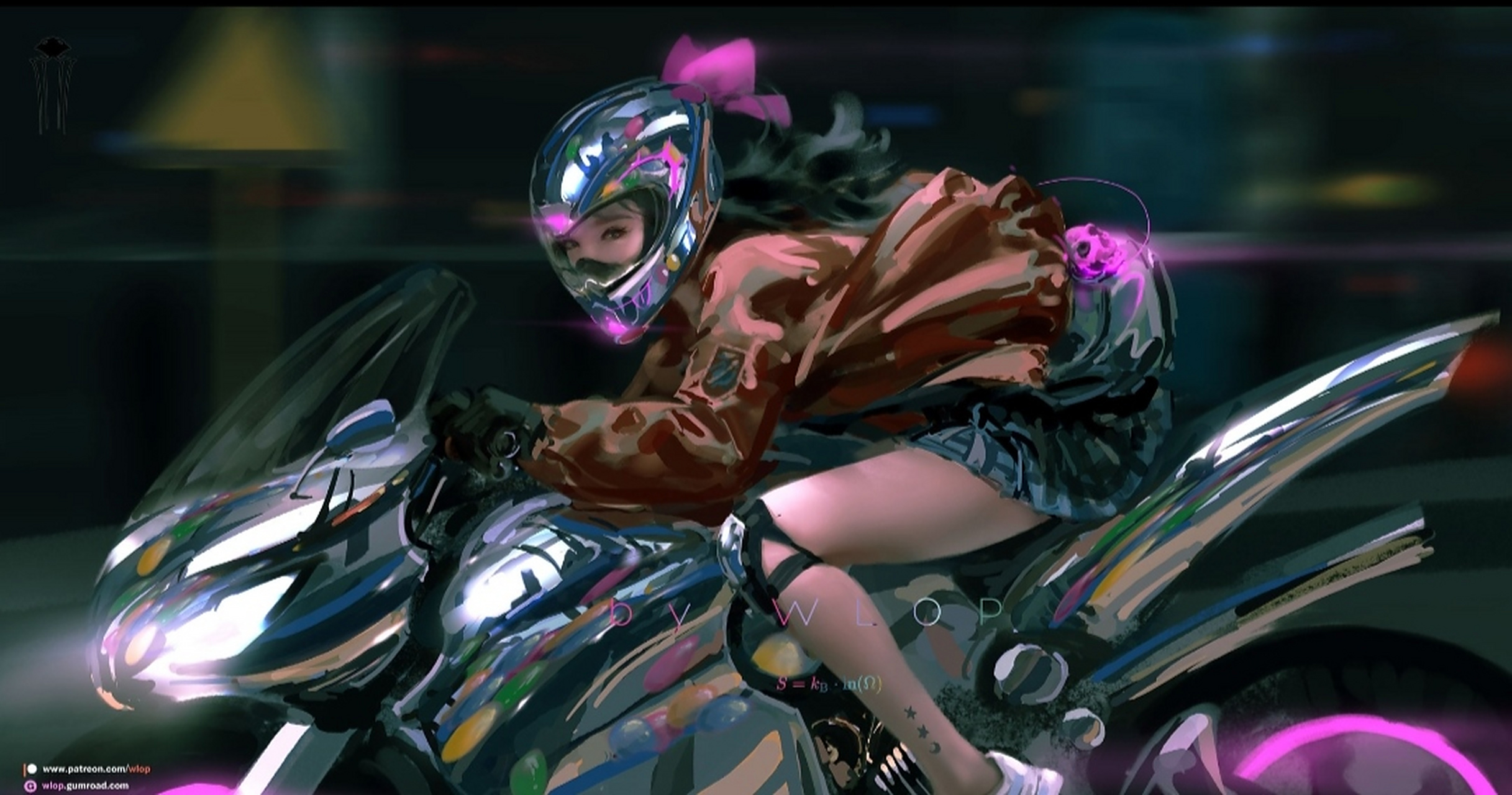 帅气的机车少女  画师: wlop