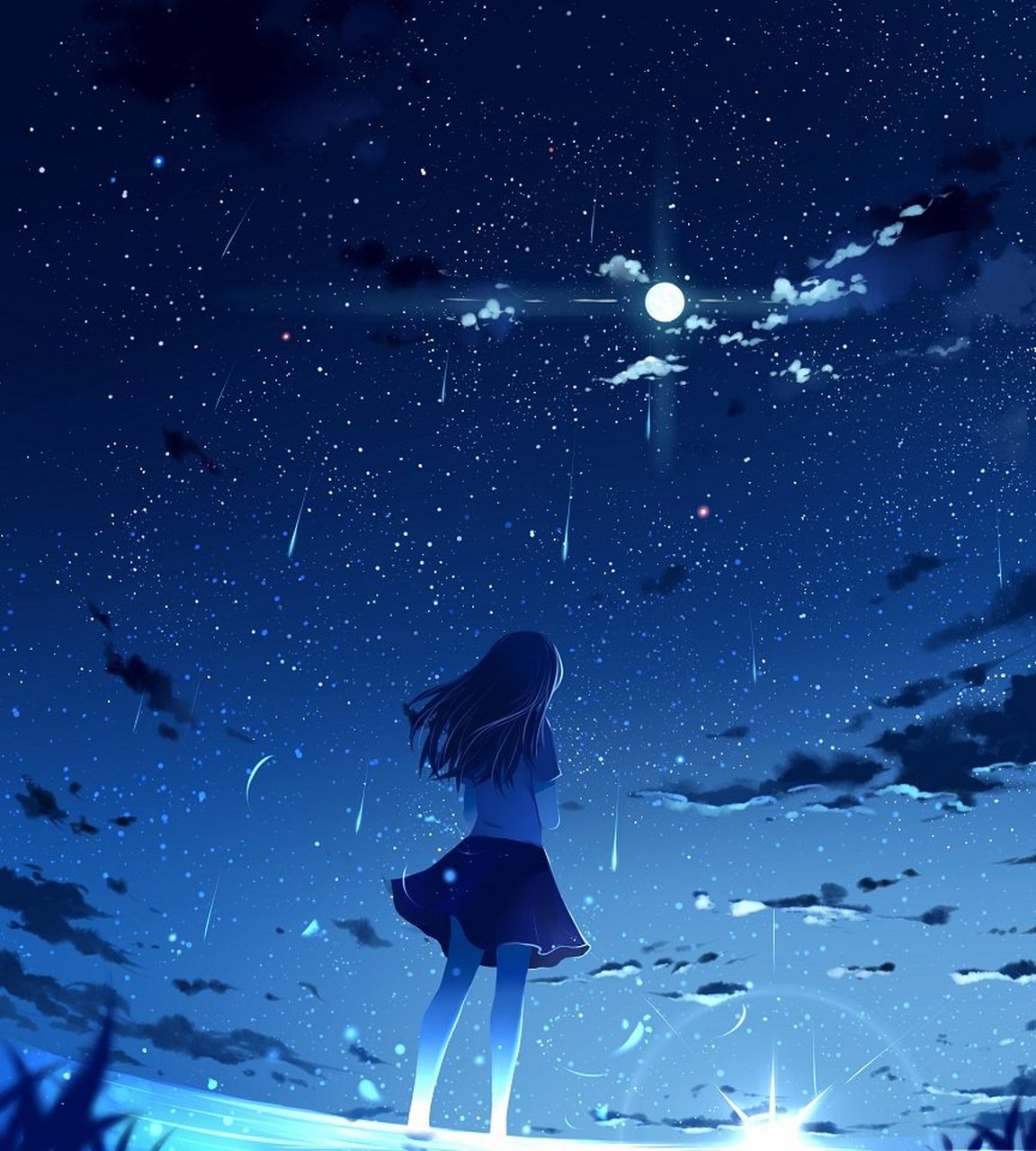 仰望星空的少女#插画# #p站动漫画师与画作# 画师:  诡异童话