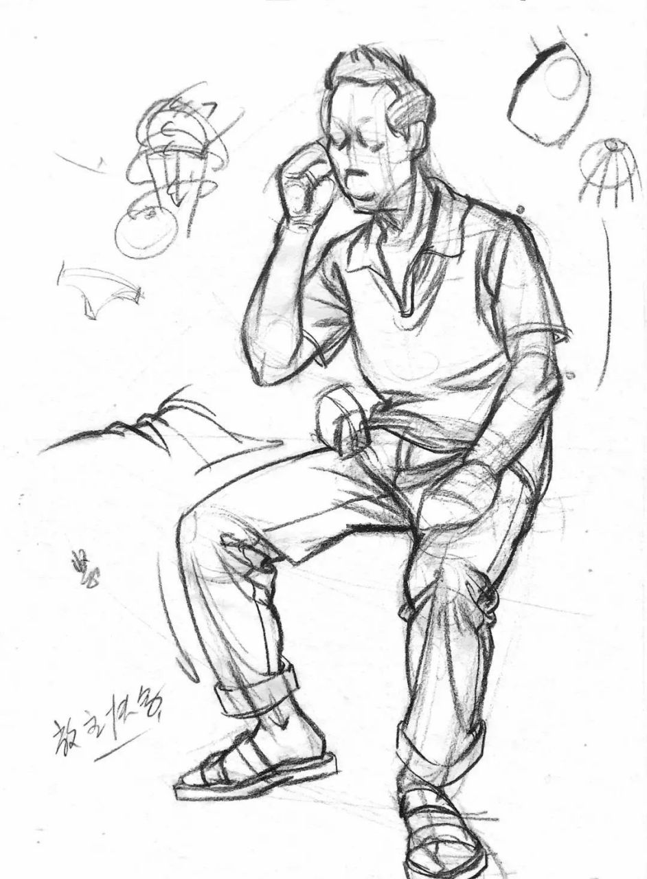 人物速写,抓住重点把对象简单化,不要被表像影响想复杂了.