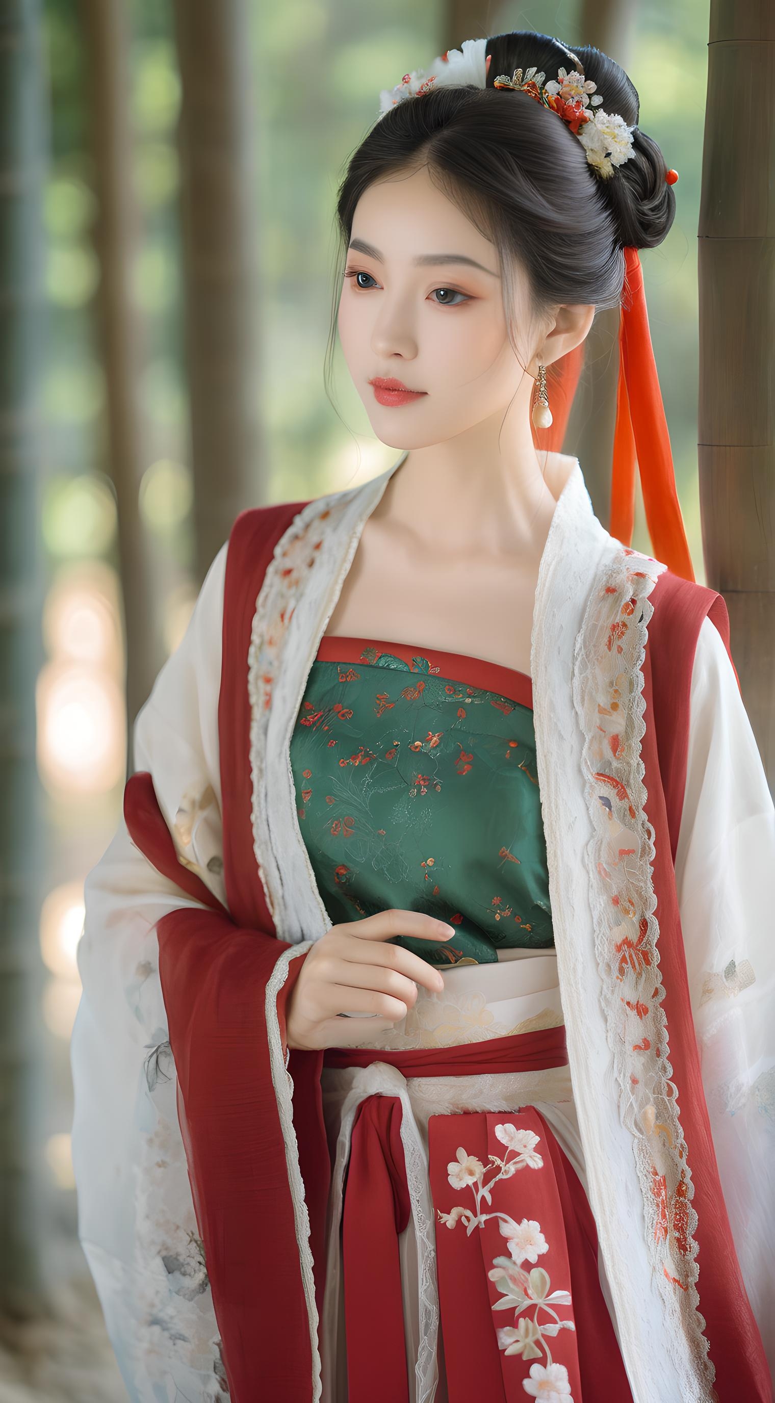 97竹林中的古风少女,穿越千年之美78  97竹林深处,一位古风少女