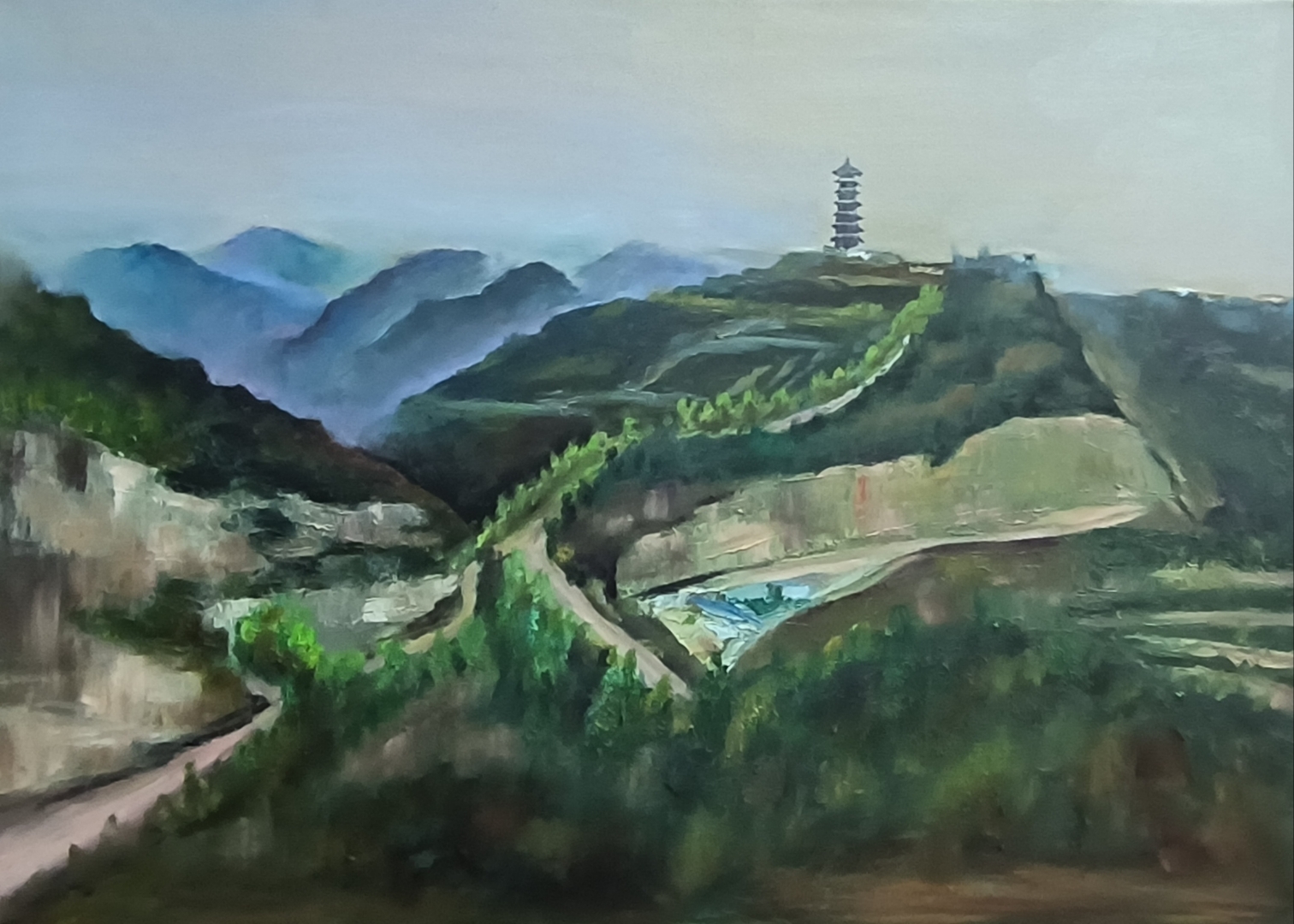 志丹县太平山写生油画