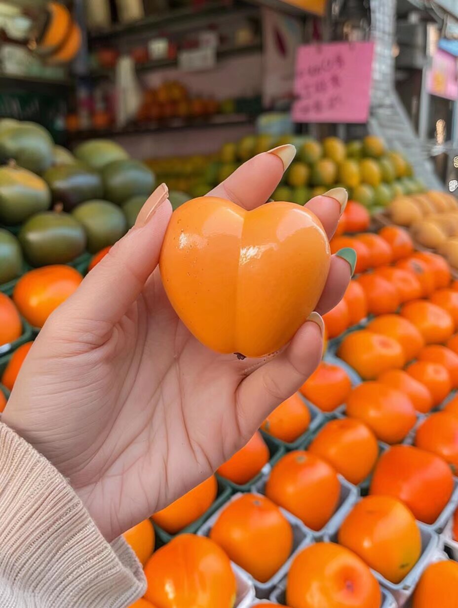 看看我的这些爱心水果,漂亮吧?