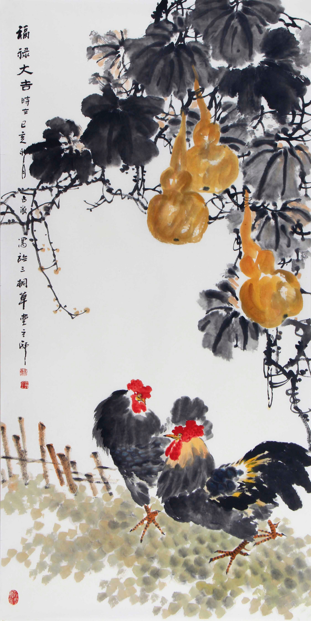 集雅斋签约画家 河北美协王占海四尺花鸟画作品欣赏!