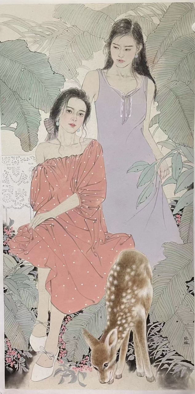 美女画家全国八零后女画家领军人物中国国家画院博士后张琳老师原创