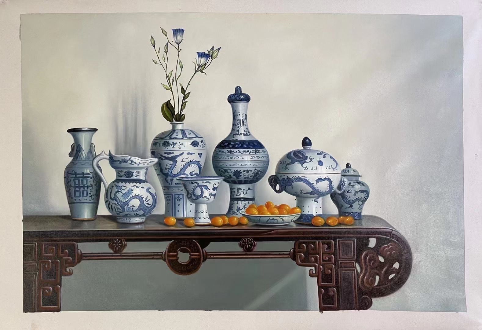 青花瓷油画作品图片