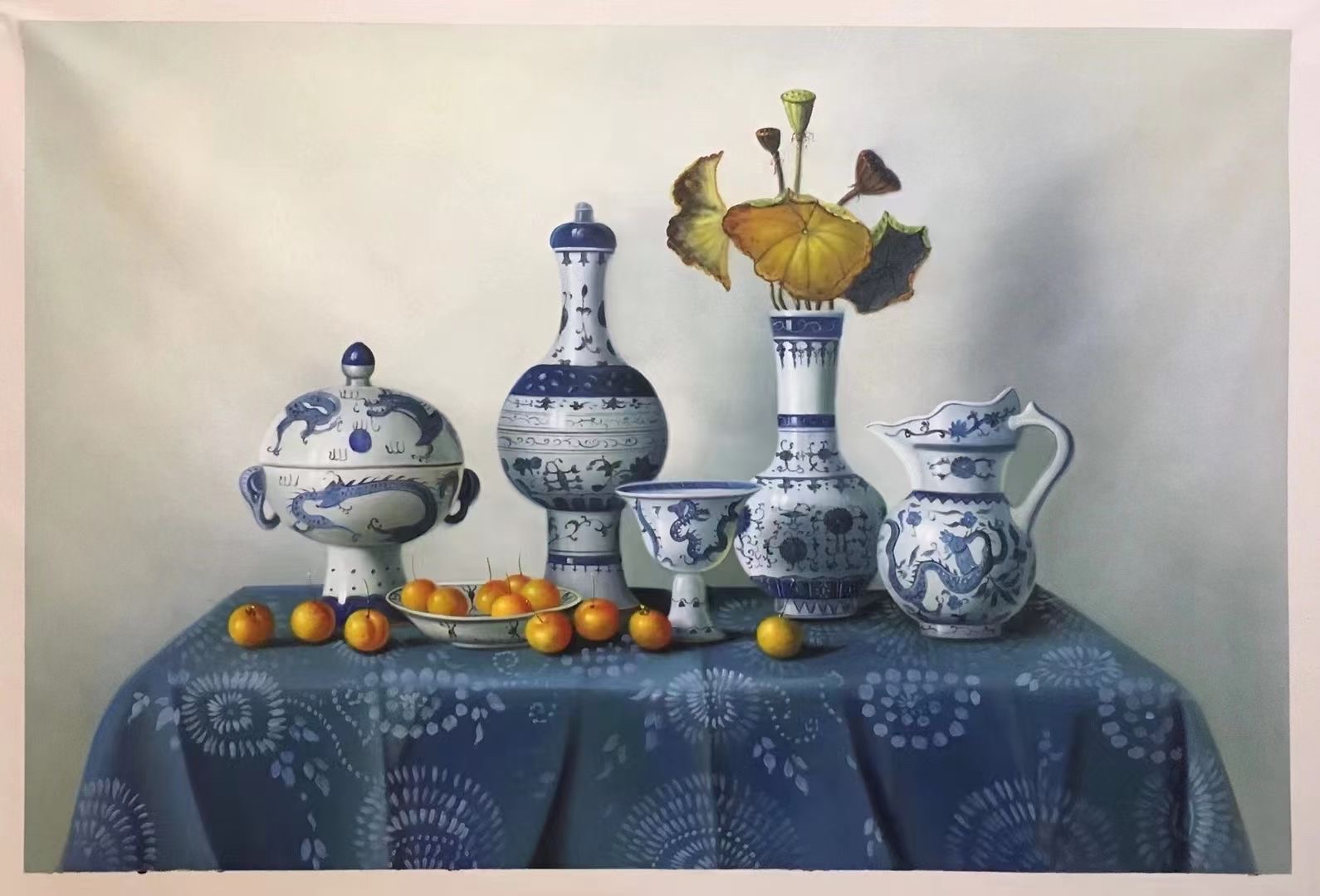 青花瓷油画作品图片