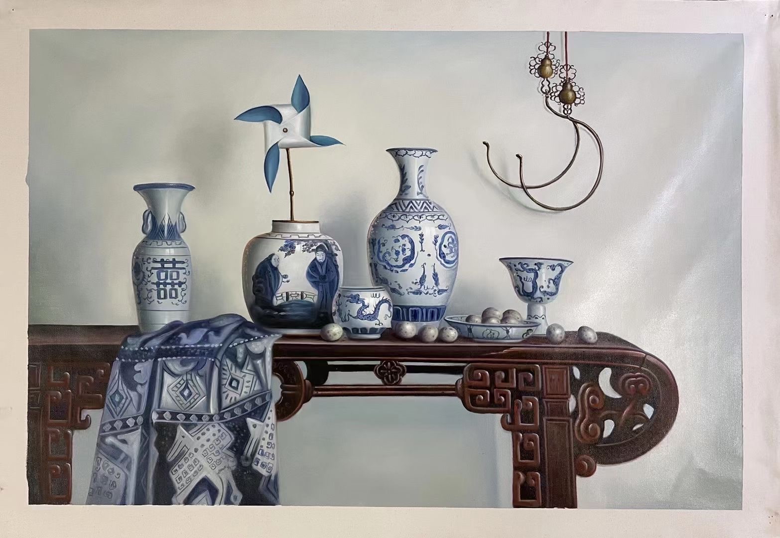 青花瓷油画作品图片