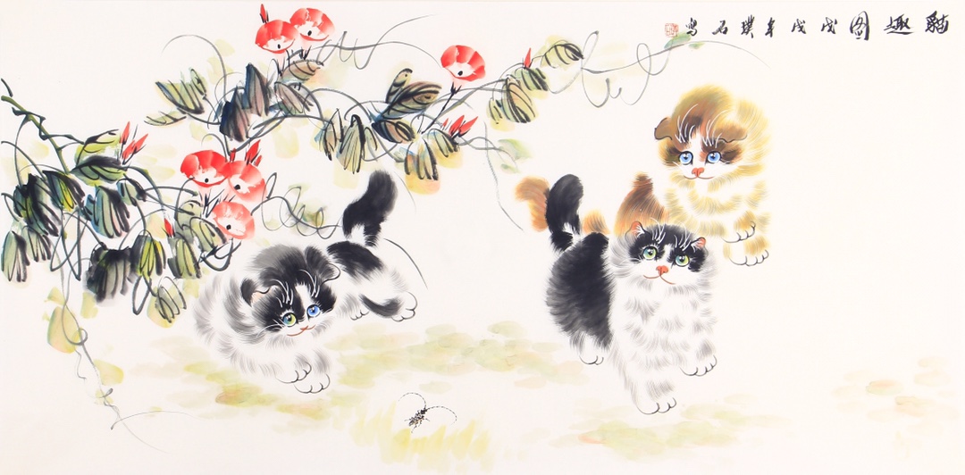璞石国画猫,以传统国画技法绘就灵动喵影