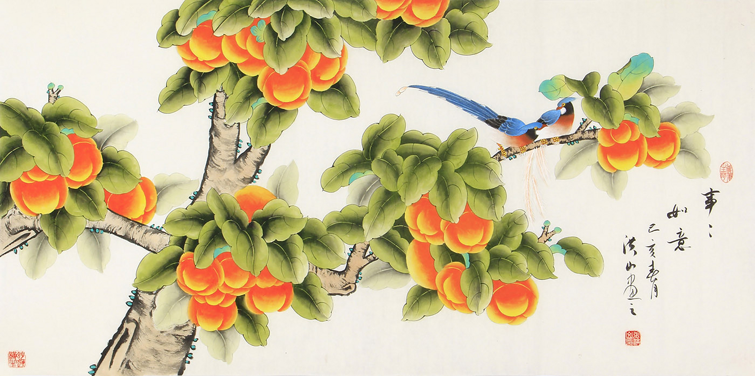 张洪山的工笔花鸟画除了表现物象固有色的浓淡,深浅变化外,更多是根据