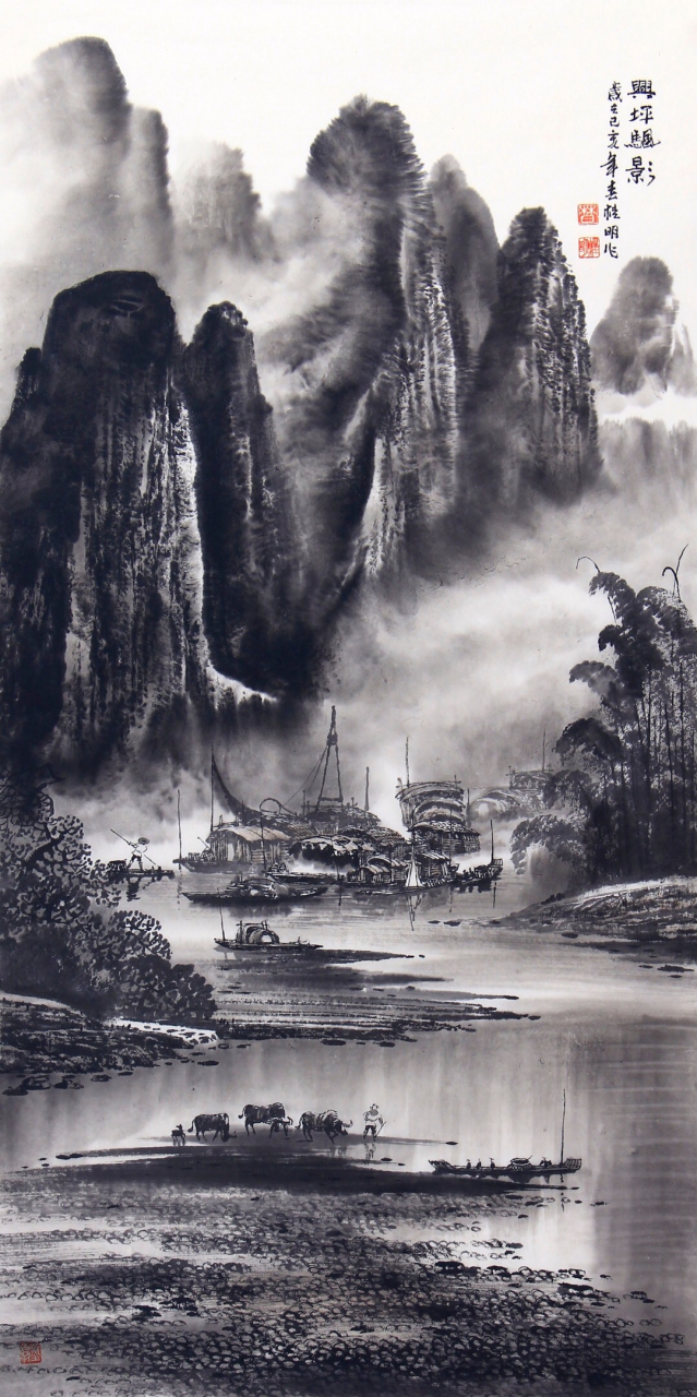 细品莫桂明笔下的水墨漓江山水,意境深远,酣畅淋漓  莫桂明老师的山水