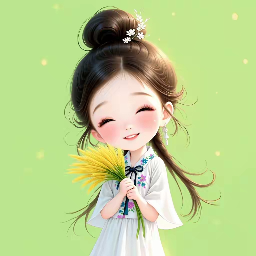 赶快换个头像吧,这小姑娘的头像太太甜太美了,小姑娘手持麦穗活泼可爱
