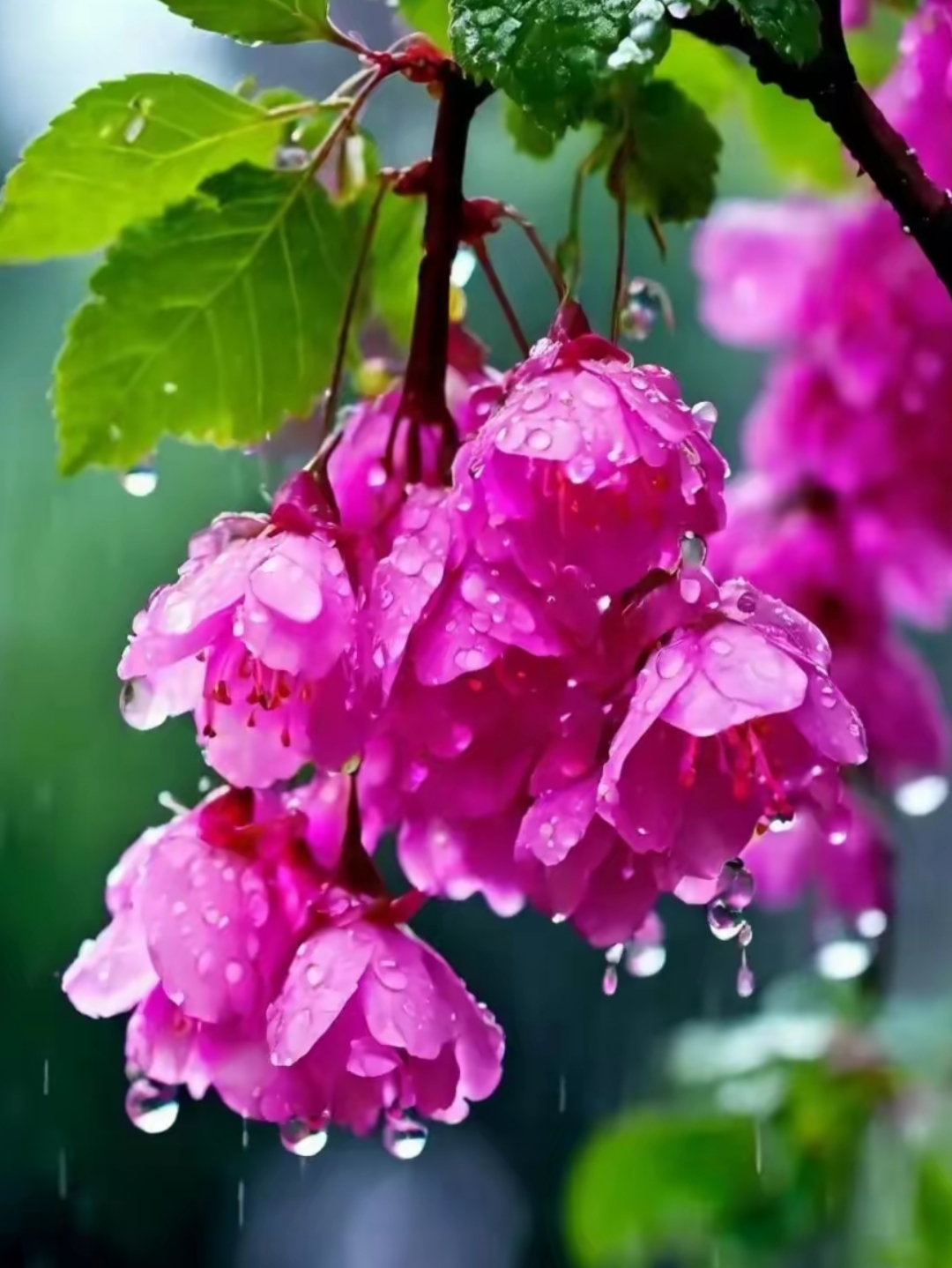 被雨水冲刷的花朵图片.