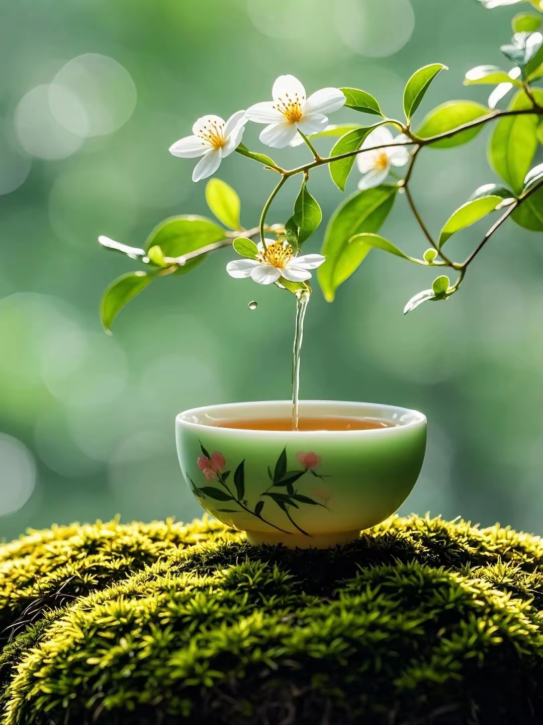 很有意境的图片!一杯茶一束花一缕阳光好精美的图片