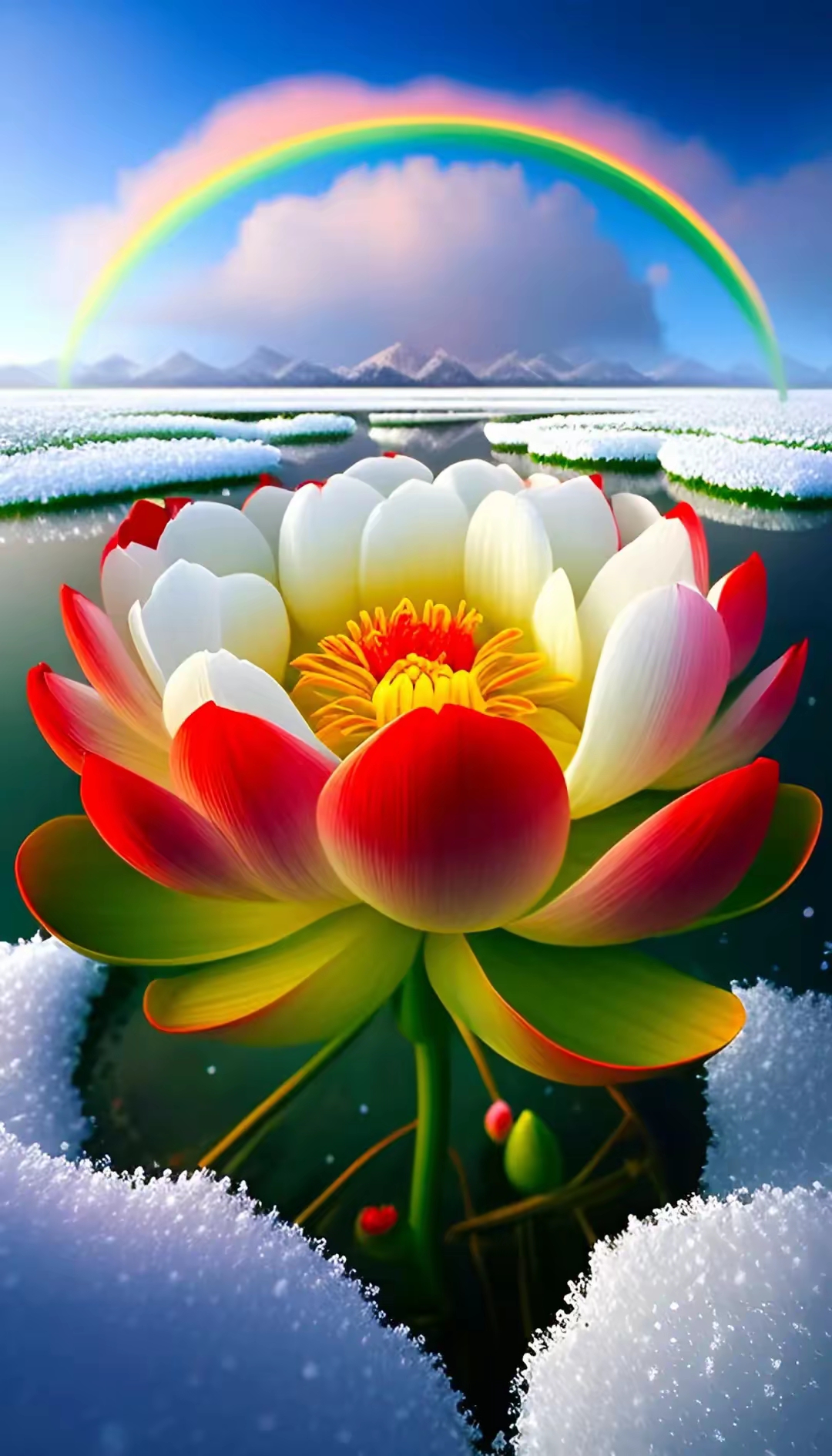 雪地里的艳丽花朵,仿佛冬日里的一抹暖阳.这也太假了吧?