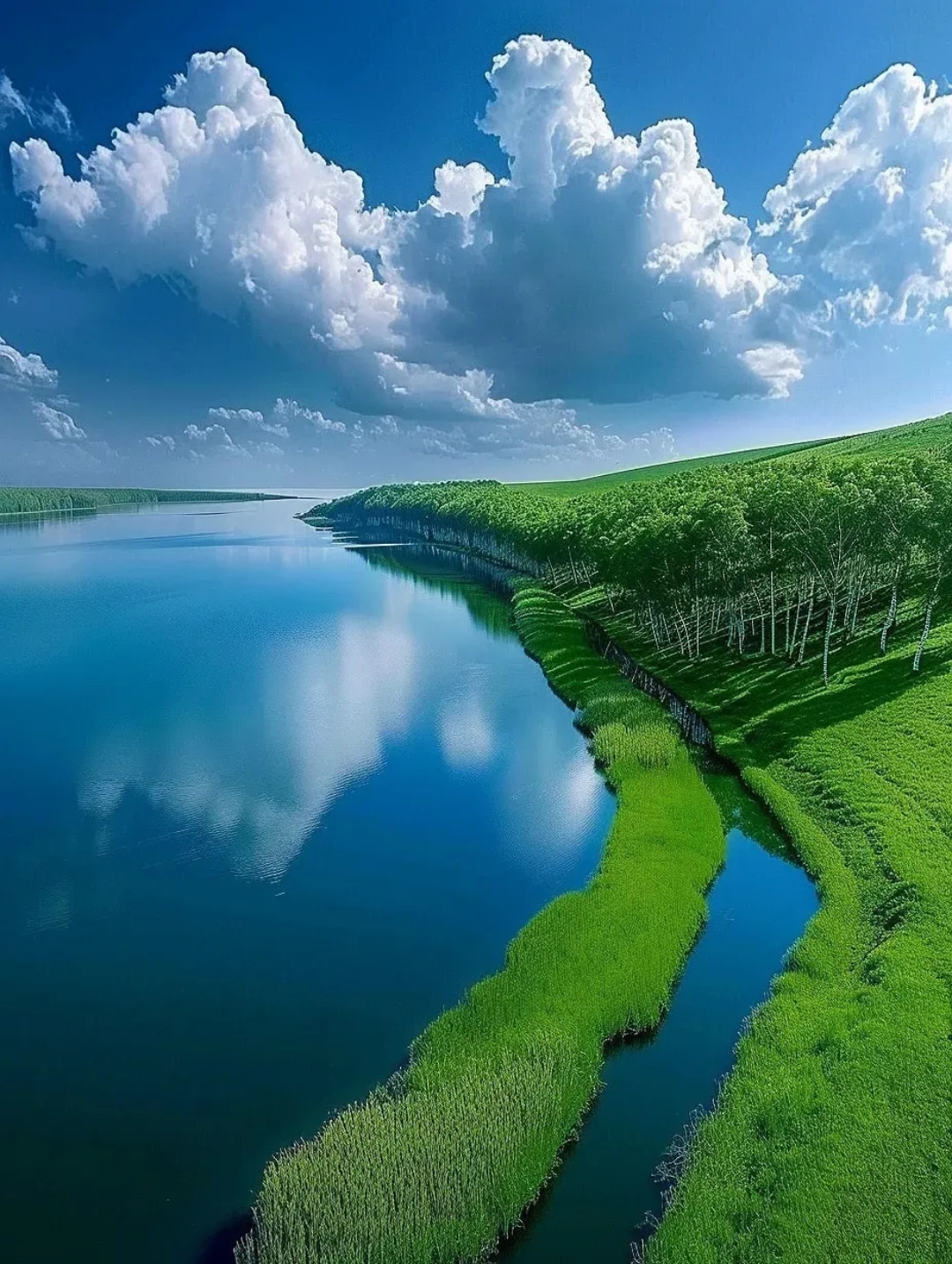 这山水图片太美太漂亮了,干净靓丽的风景图片,碧水连天一望无际,伸手