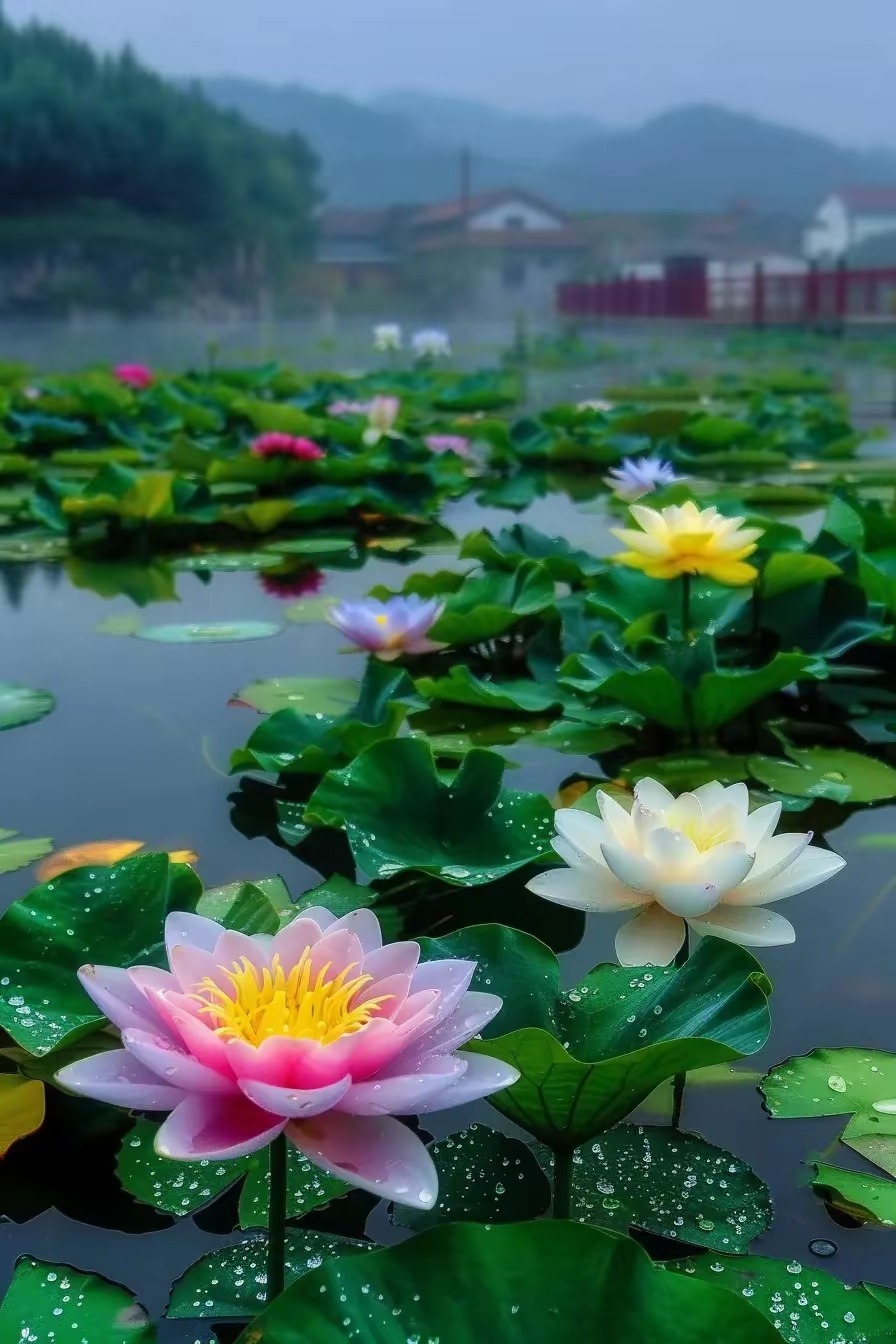 七彩荷花池图片 七彩荷花图片 随手一拍都是美景