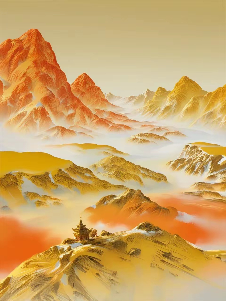 日照金山图片!金灿灿的山峰,赶紧收藏做壁纸屏保背景墙的图片!