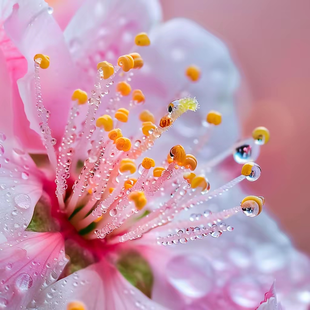 带雨滴的桃花图片图片