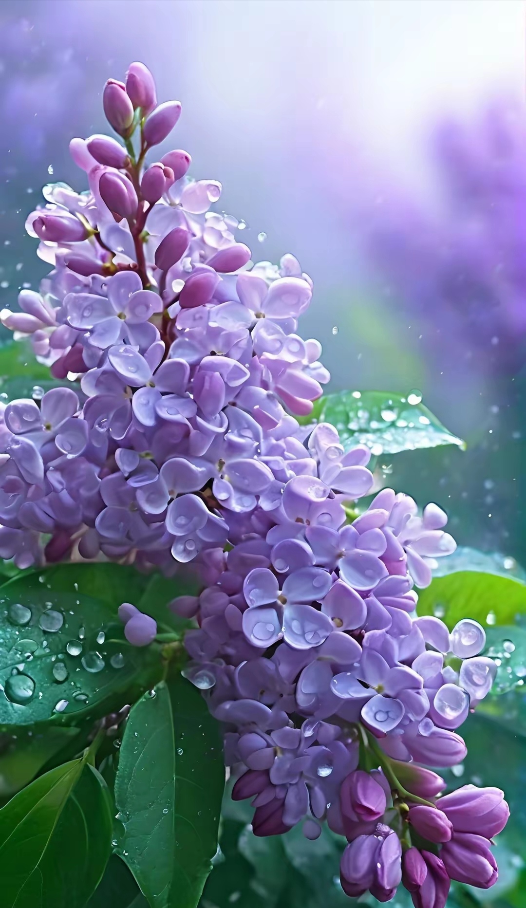 雨中漫步,邂逅一片梦幻紫丁香,清新脱俗,美得让人心醉.