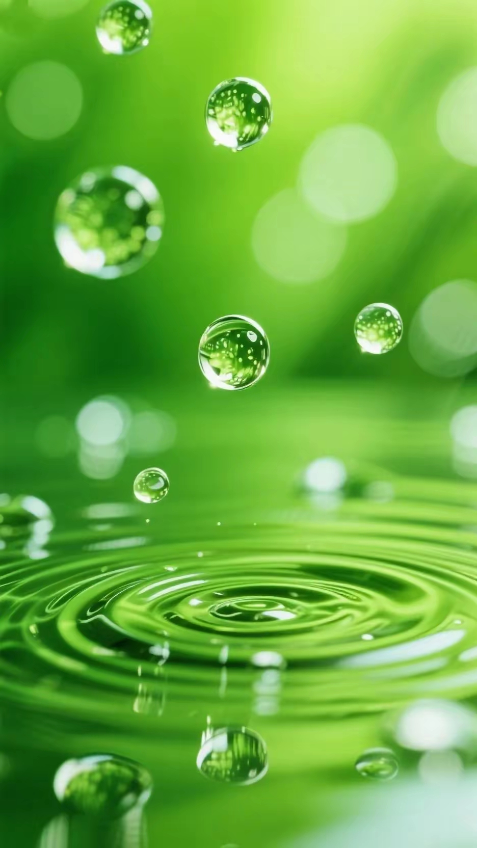 绝对绿色养眼的的高清晰壁纸屏保手机锁屏背景墙的晶莹剔透的水滴图片