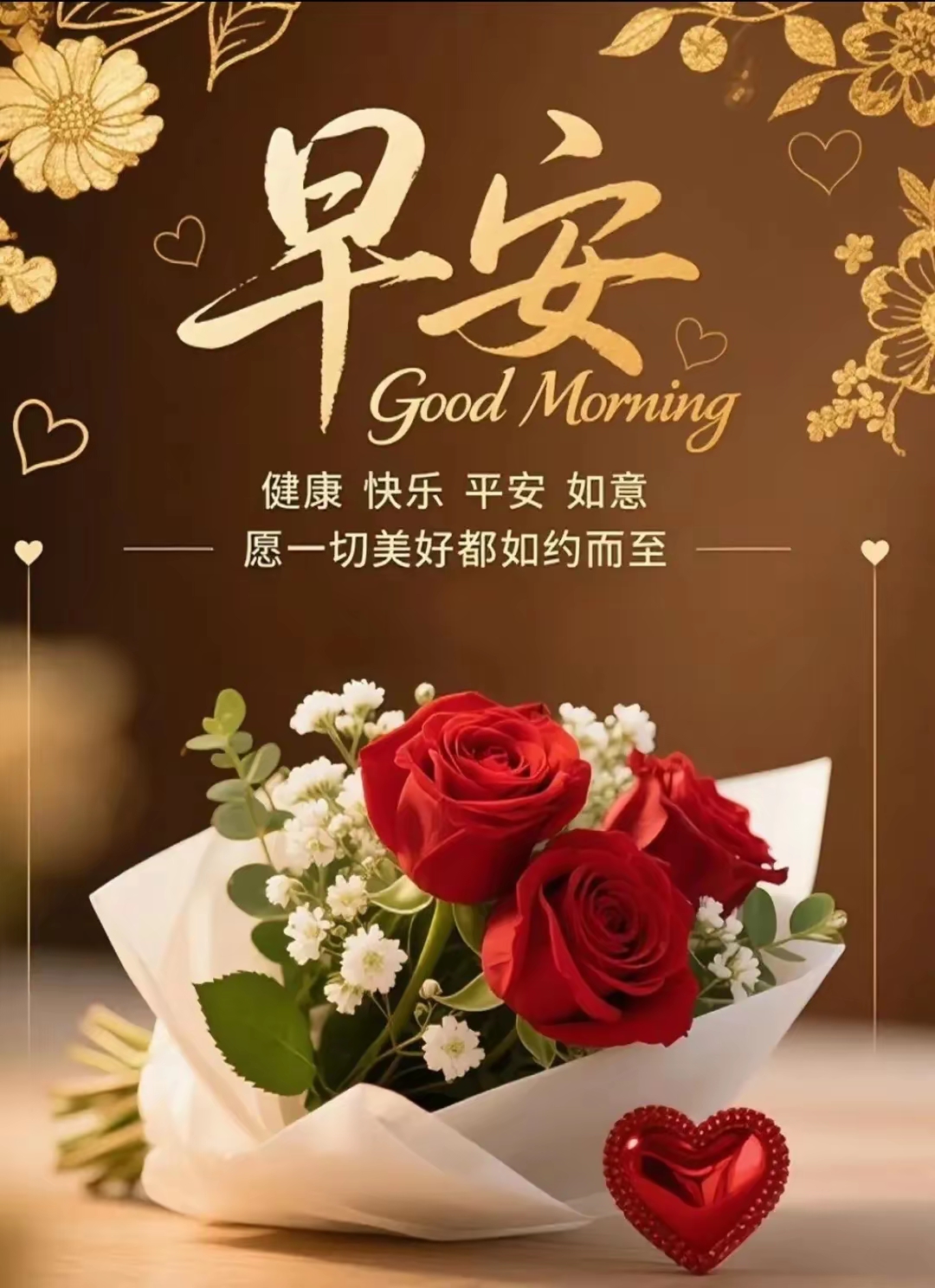 阳光玫瑰花篮早安你好问候语图片