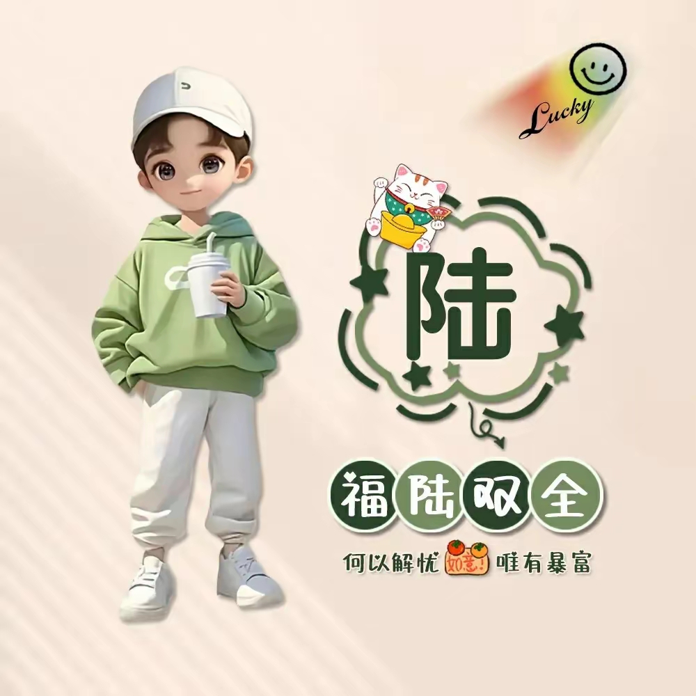 陆氏双全,暴富解忧,如意美满!姓氏头像图片!